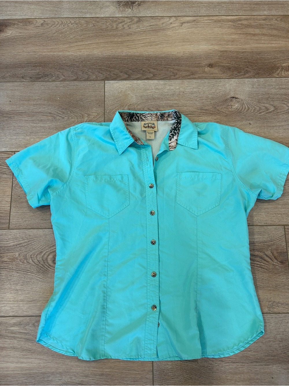 Women’s Game Guard Short-Sleeve Turquoise Button-Front Shirt